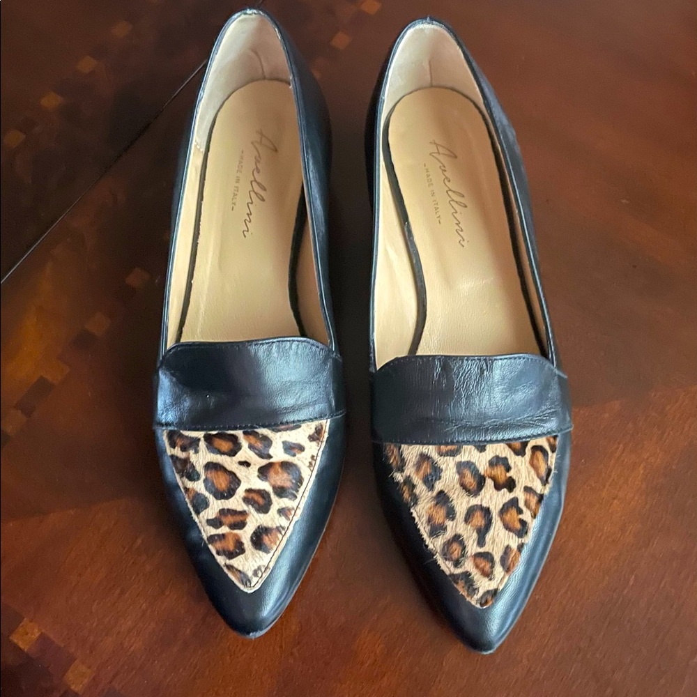 Avellini Italian leather flats with Leopard - 8.5